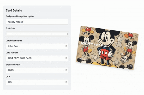 sample credit card background image generator