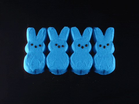 Four peeps changing colors