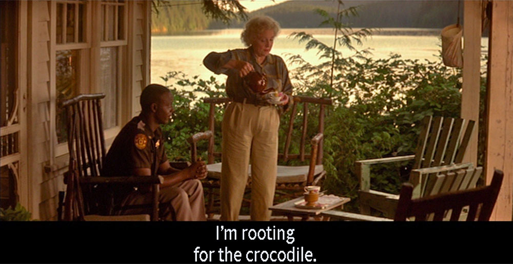 Betty White and I are rooting for the crocodile; a still from 
