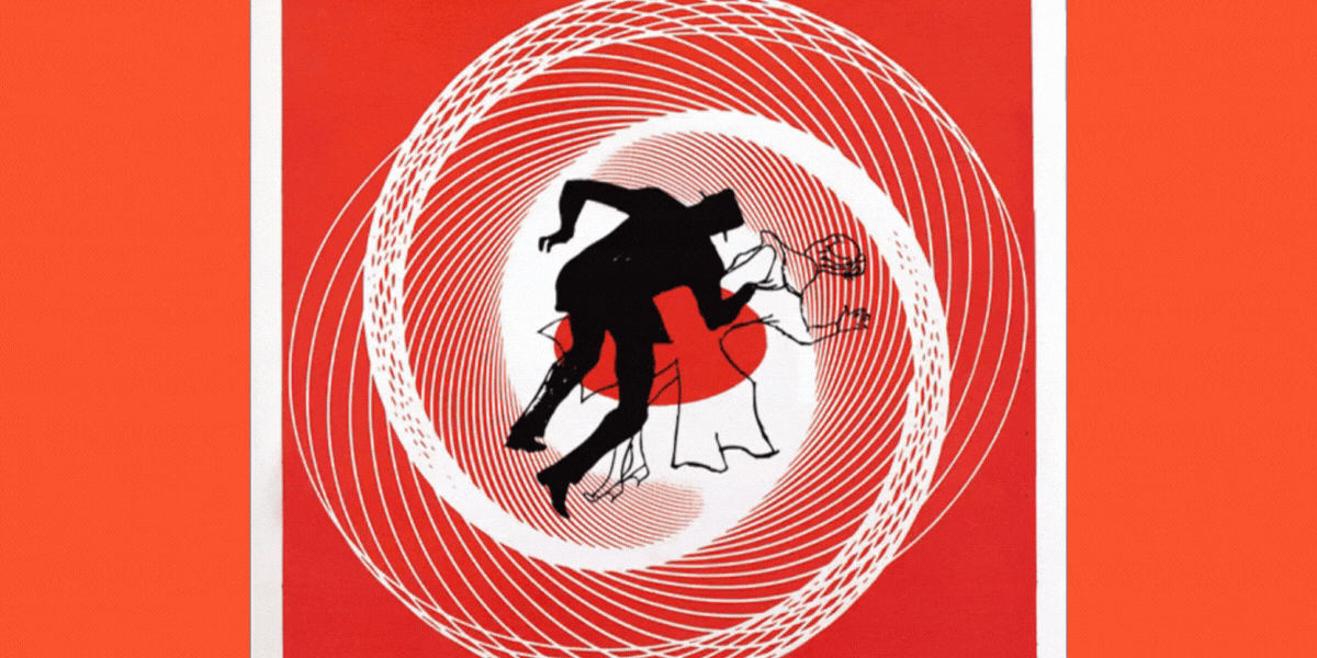 An animated version of the Vertigo poster by Saul Bass