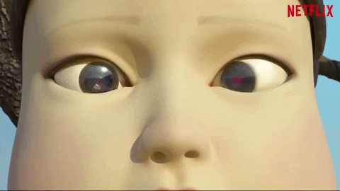 a doll's face with its eyes moving around in odd ways