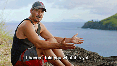 Boston Rob saying "I haven't told you what it is yet"