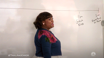 Multiple people singing and dancing to "Murder Board!" as someone writes on a whiteboard