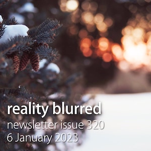 Snow on an evergreen tree - Reality Blurred newsletter issue 320, 6 January 2023