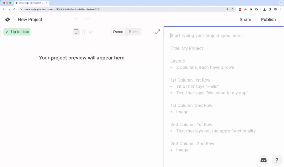 Start typing, builds in real time